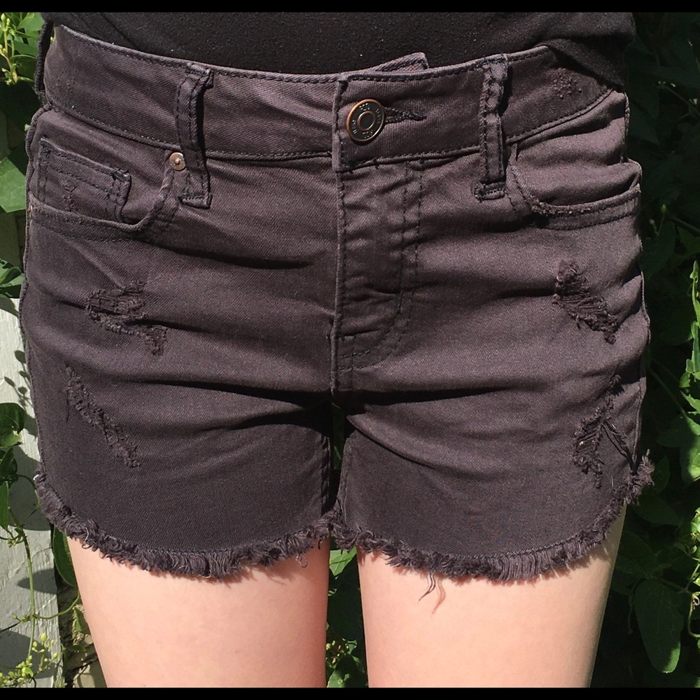 Girls black jean shorts